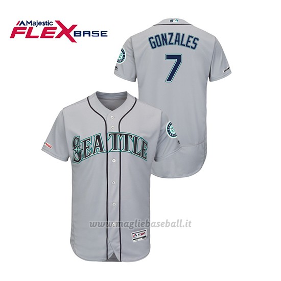 Maglia Baseball Uomo Seattle Mariners Marco Gonzales 150th Aniversario Patch Autentico Flex Base Grigio